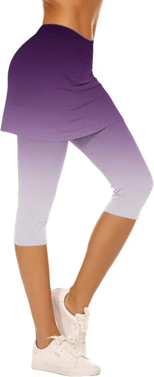Tennis Skirt with Leggings for Women 2025 Workout Gym Yoga Clothes Solid Skirt Match Booty Lifting Capri Leggings