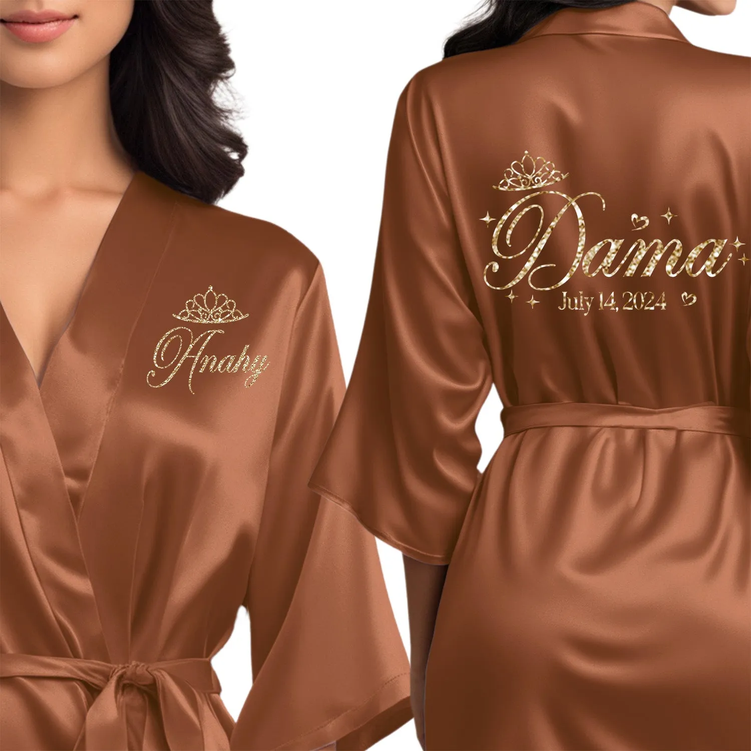 Terracotta Mis Quince Años Robes, Pretty Quinceañera Robes, Robes for Mama de Quince | Quinceañera Gift
