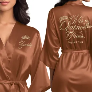 Terracotta Mis Quince Años Robes, Pretty Quinceañera Robes, Robes for Mama de Quince | Quinceañera Gift