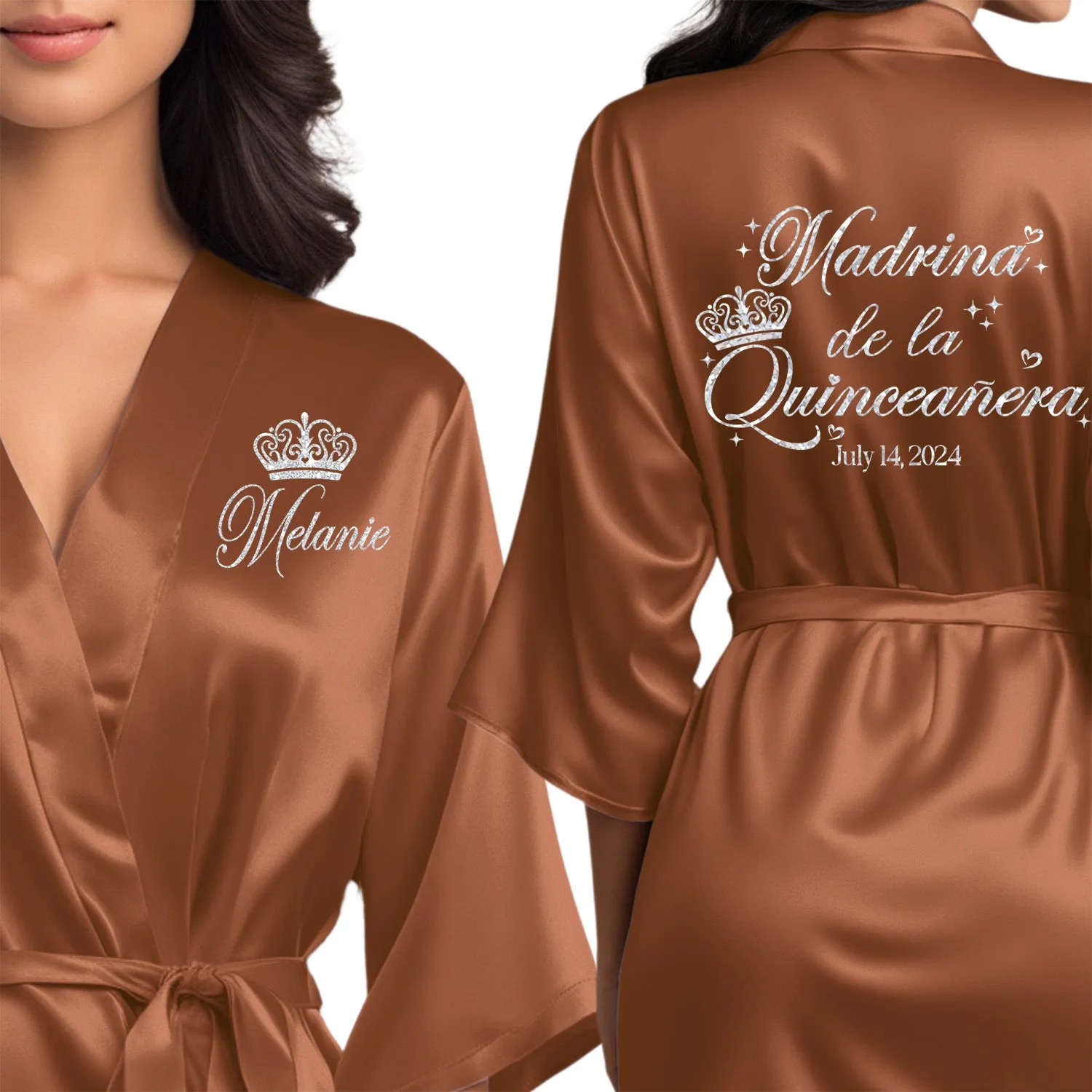 Terracotta Mis Quince Años Robes, Pretty Quinceañera Robes, Robes for Mama de Quince | Quinceañera Gift
