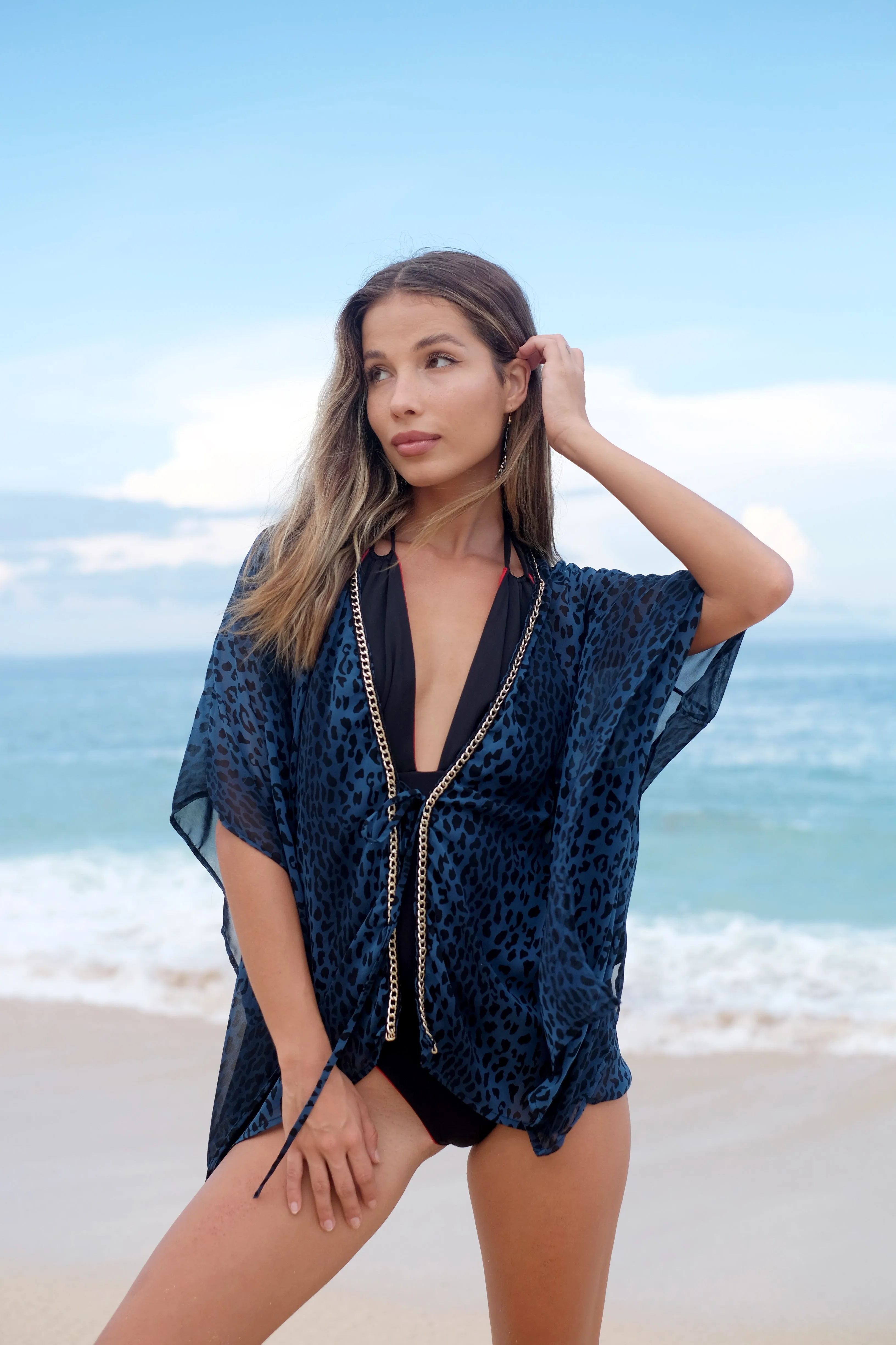 Thalia Women's Leopard Print Beach Kaftan
