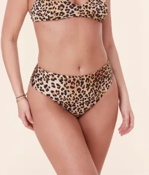 The 90s High Waist Bikini Bottom - Eco Nylon - Leopard