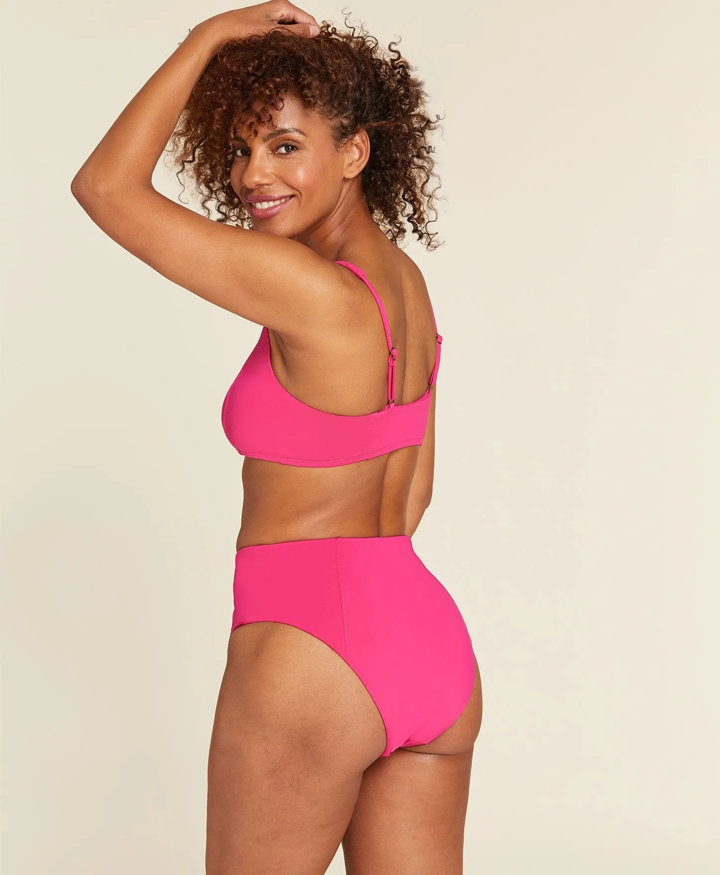 The Archive High Waist Cheeky Bikini Bottom - Flat - Neon - Hibiscus