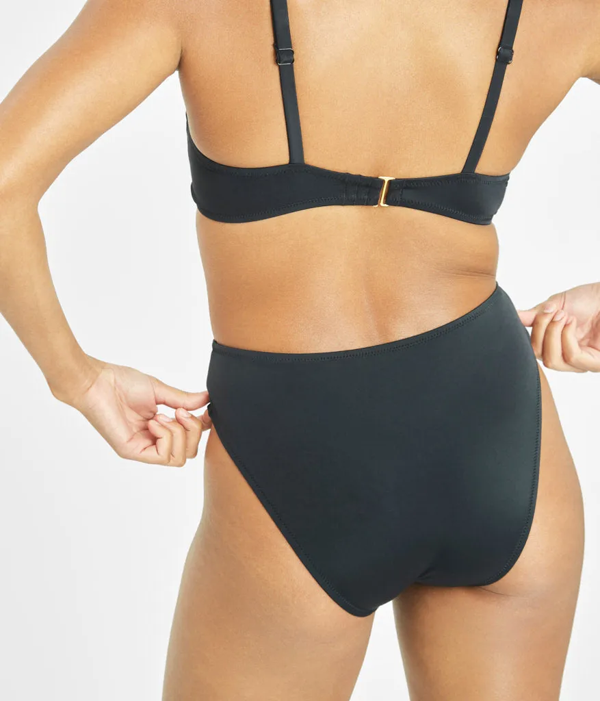 The Swim High Waist Bikini Bottom: Jet Black