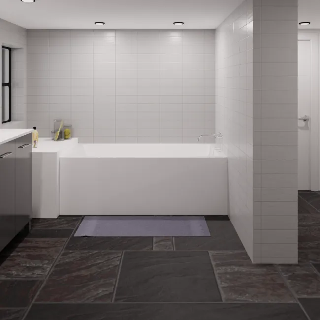 Three Wall Alcove Bath Tub 60"L x 32"W x 22"H, Acrylic, Glossy, Rectangular, Right Hand Drain, 55 Gallons
