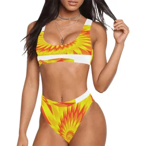 Tie Dye Sport Top & High-Waisted Bikini Swimsuit (Model S07)
