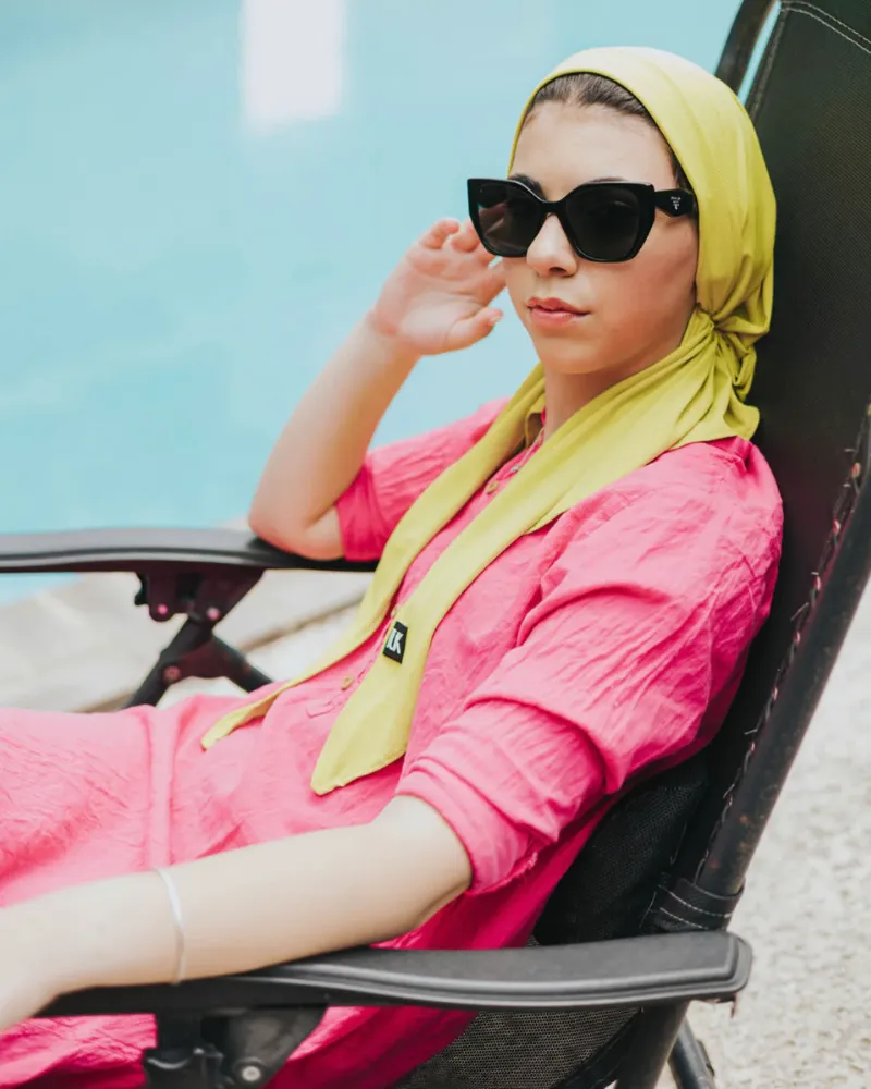 Tie Ur Knot Neon Dri Fit Ribbed Adjustable Pre-Tied Swim Bandanna with Dust Bag