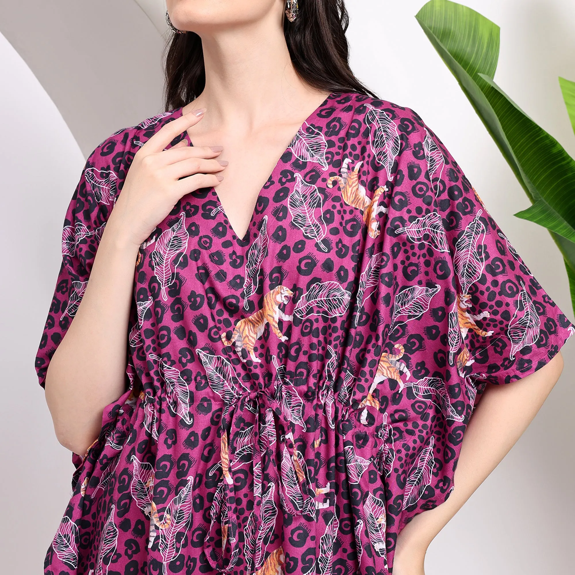 Tiger Printed Women's Kaftan Dress | Bold and Stylish