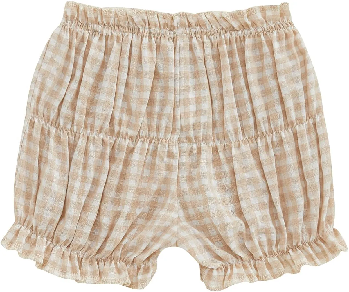 Toddler Baby Girl Gingham Shorts Summer Clothes Plaid Print Short Bloomer Elastic Waist Ruffled Bloomers Bottoms