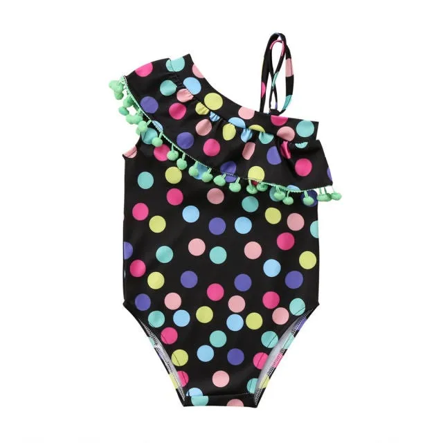 Toddler Girls Polka Dot One Shoulder One Piece Swimwear