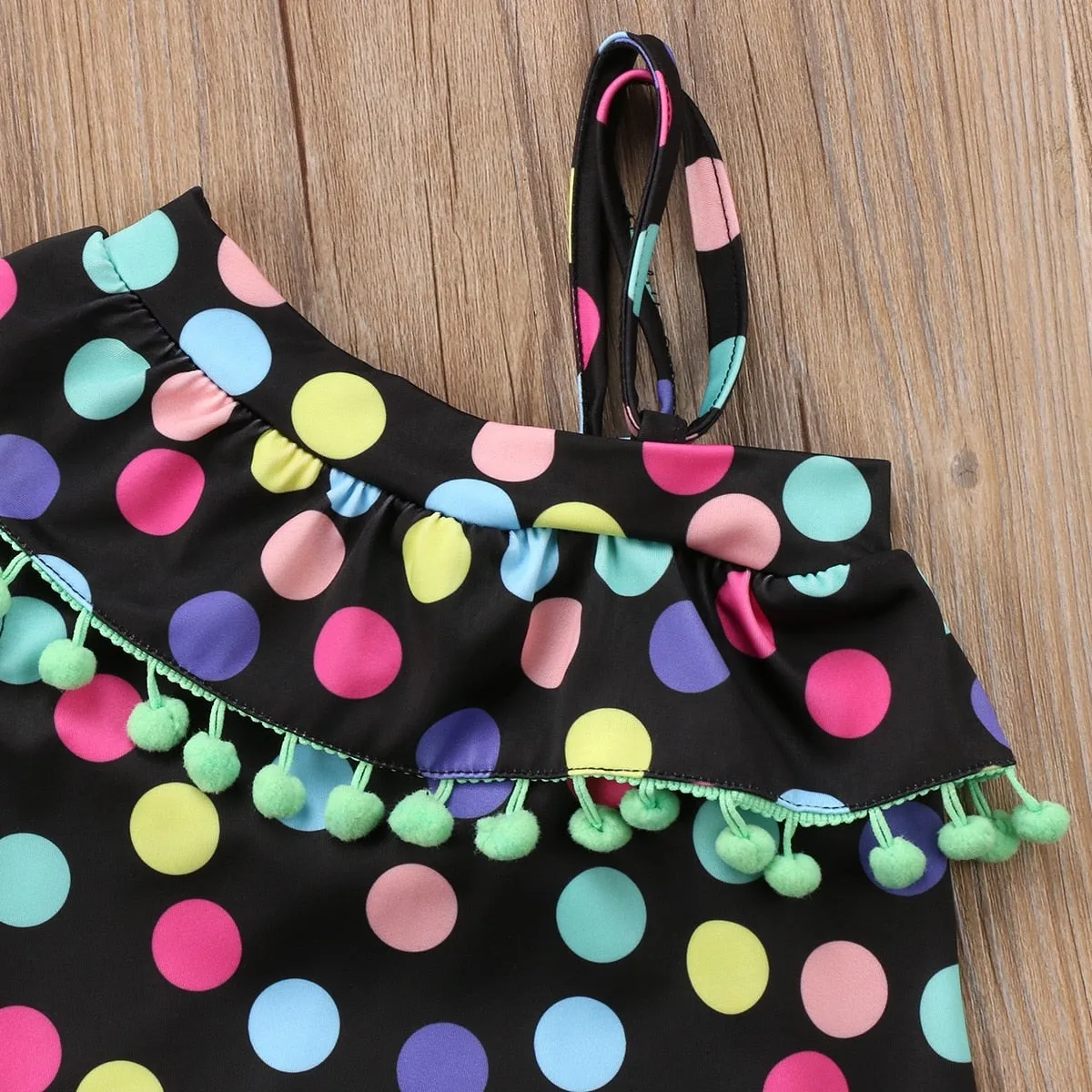 Toddler Girls Polka Dot One Shoulder One Piece Swimwear