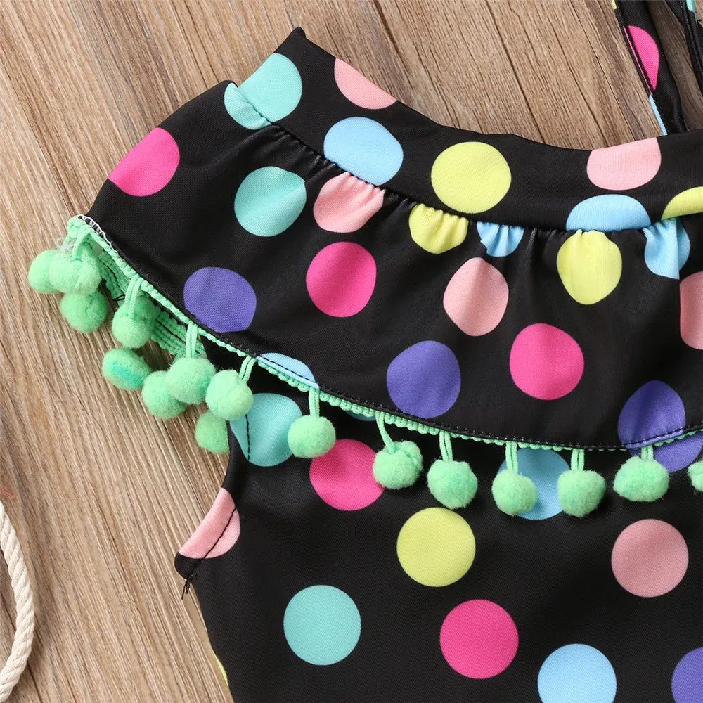 Toddler Girls Polka Dot One Shoulder One Piece Swimwear