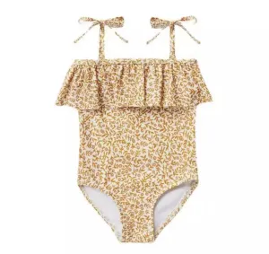 Toddler Girls Swimsuit , Floral Frill   Ties, from 12 months-12 years