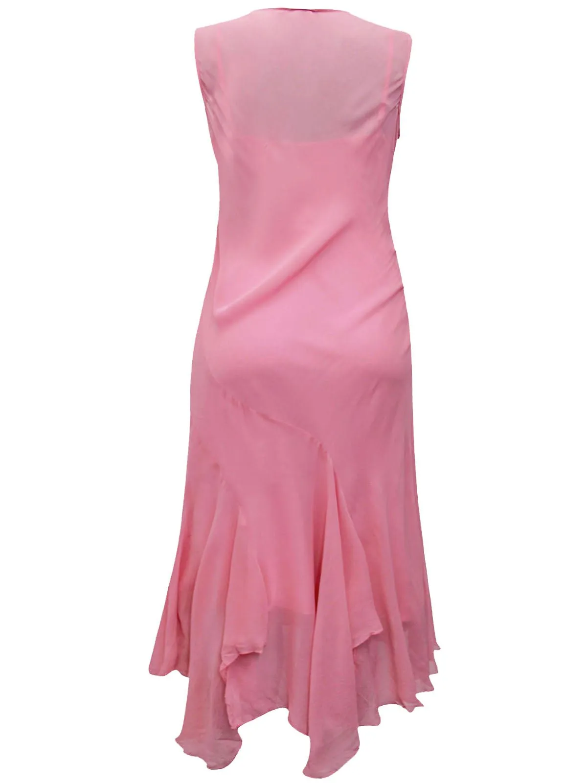 Together Pink Plus Size Sleeveless Asymmetric Ruffle Dress