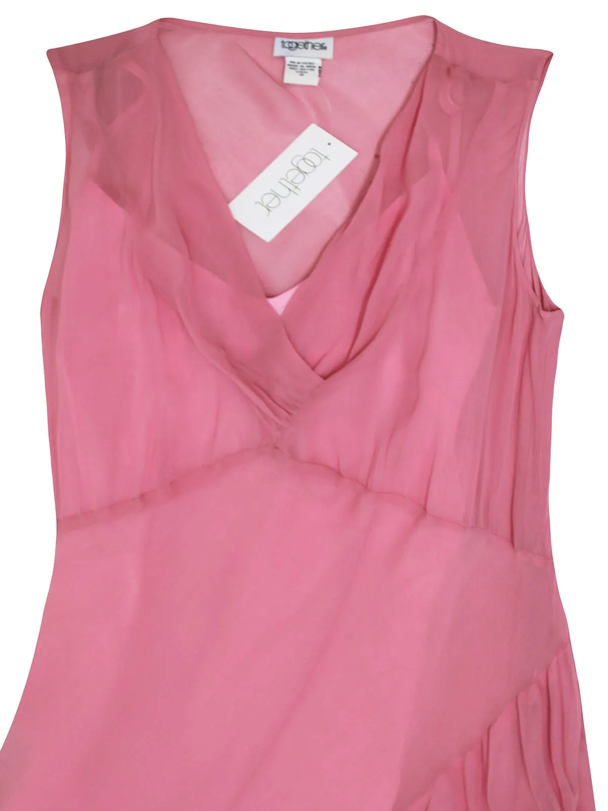 Together Pink Plus Size Sleeveless Asymmetric Ruffle Dress