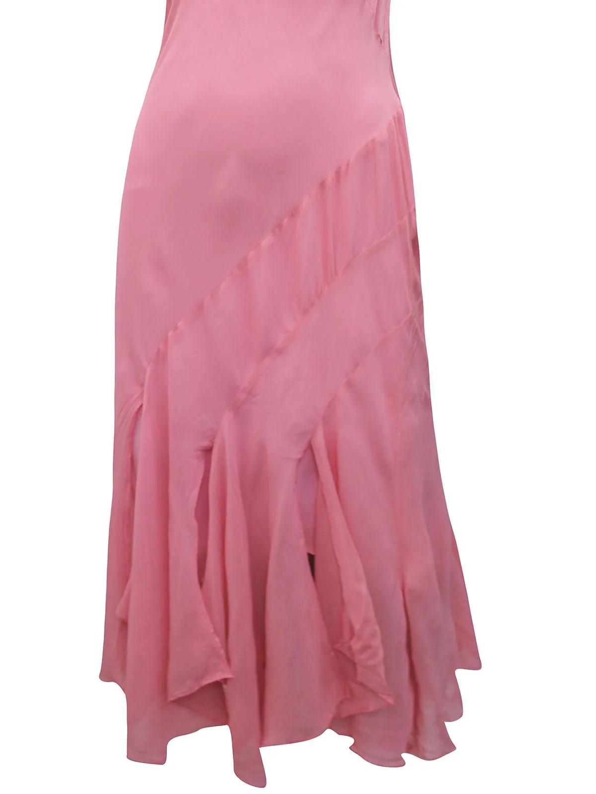 Together Pink Plus Size Sleeveless Asymmetric Ruffle Dress