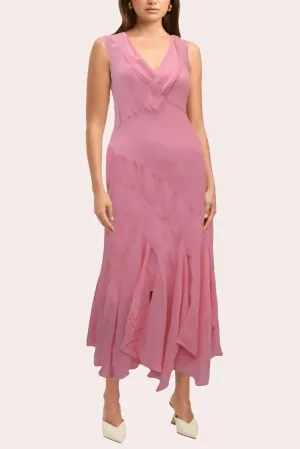 Together Pink Plus Size Sleeveless Asymmetric Ruffle Dress