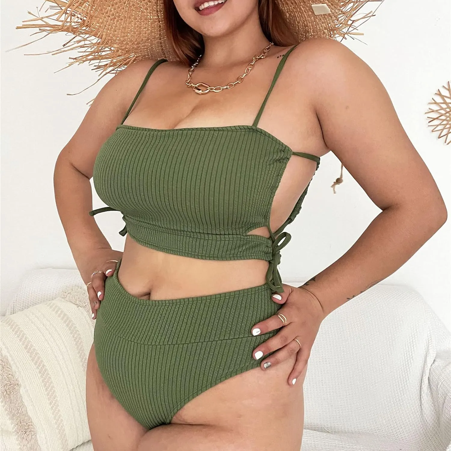 Top Sets for Women Plus Size Beach Match Sexy Hawaiian High Cut Triangle Top Swimsuits Shorts Sets Women 2025