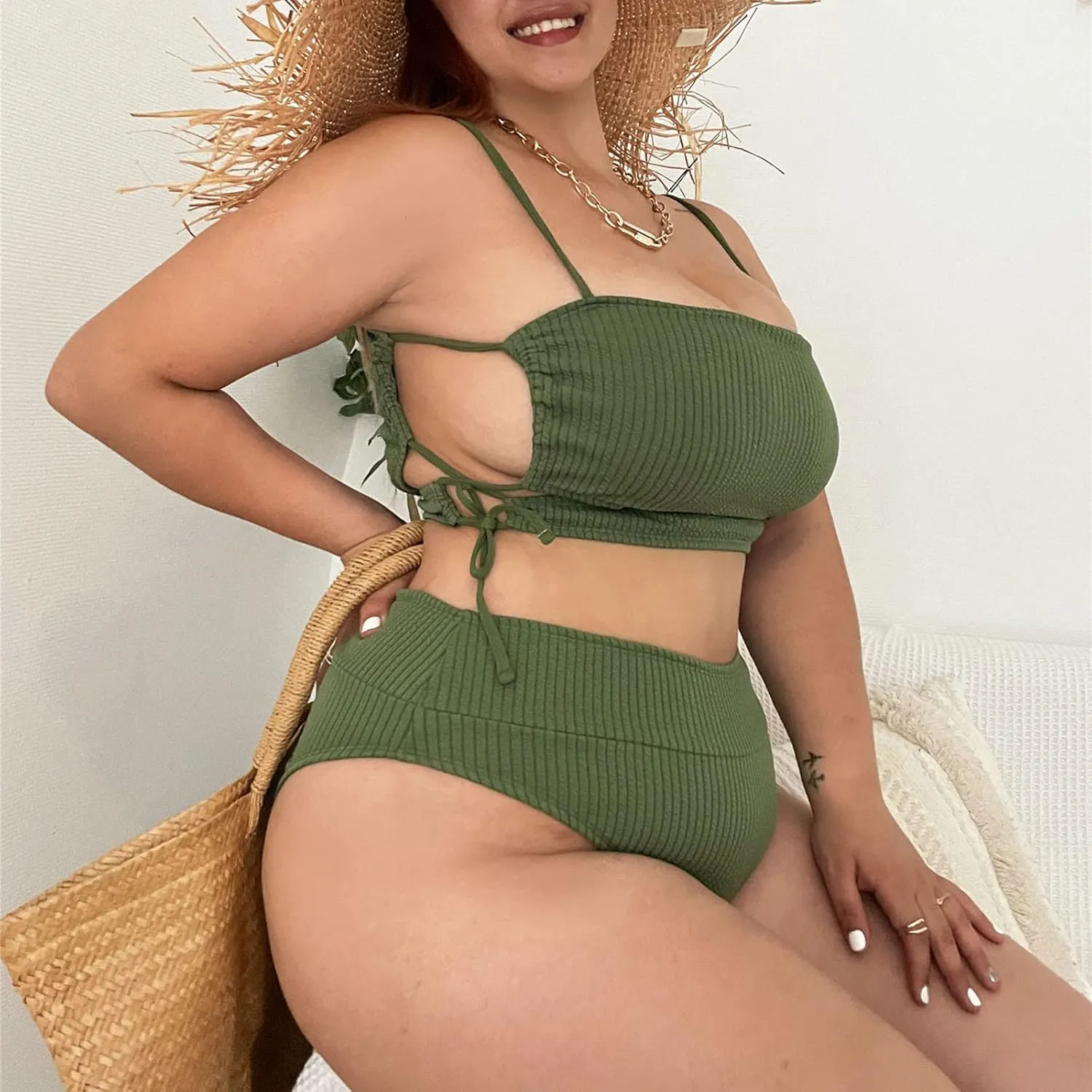 Top Sets for Women Plus Size Beach Match Sexy Hawaiian High Cut Triangle Top Swimsuits Shorts Sets Women 2025