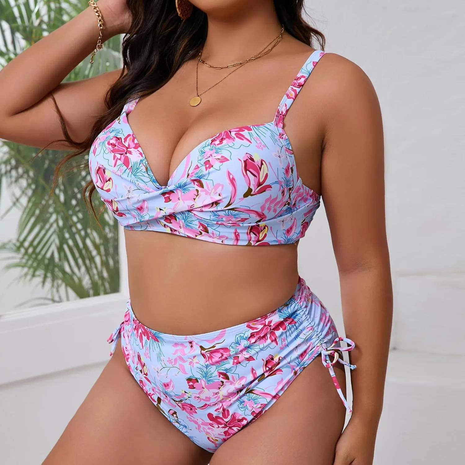 Top Sets for Women Plus Size Beach Match Sexy Hawaiian High Cut Triangle Top Swimsuits Shorts Sets Women 2025