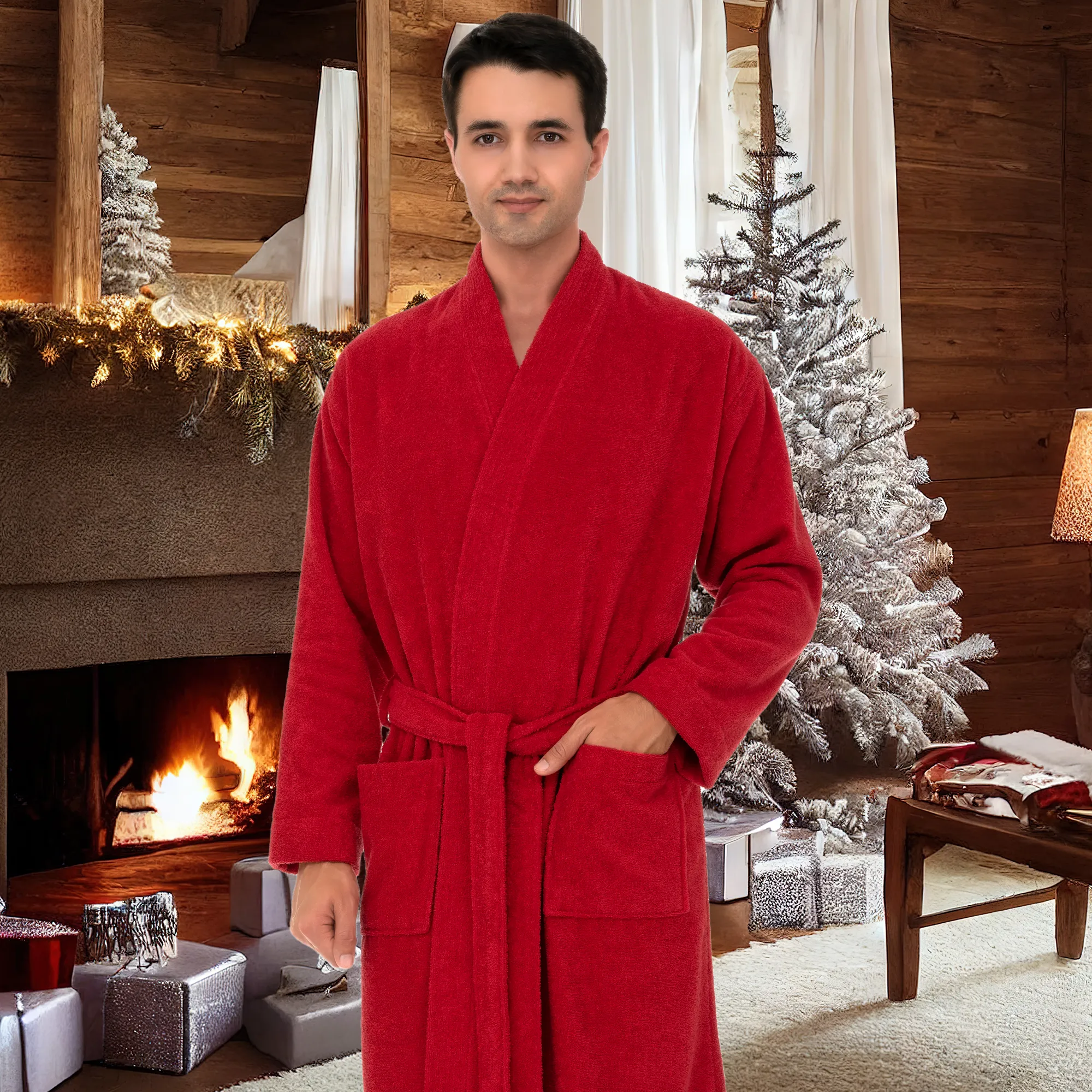 TowelSelections Mens Robe, 100% Cotton Terry Cloth Bathrobe, Spa Bath Robes for Men