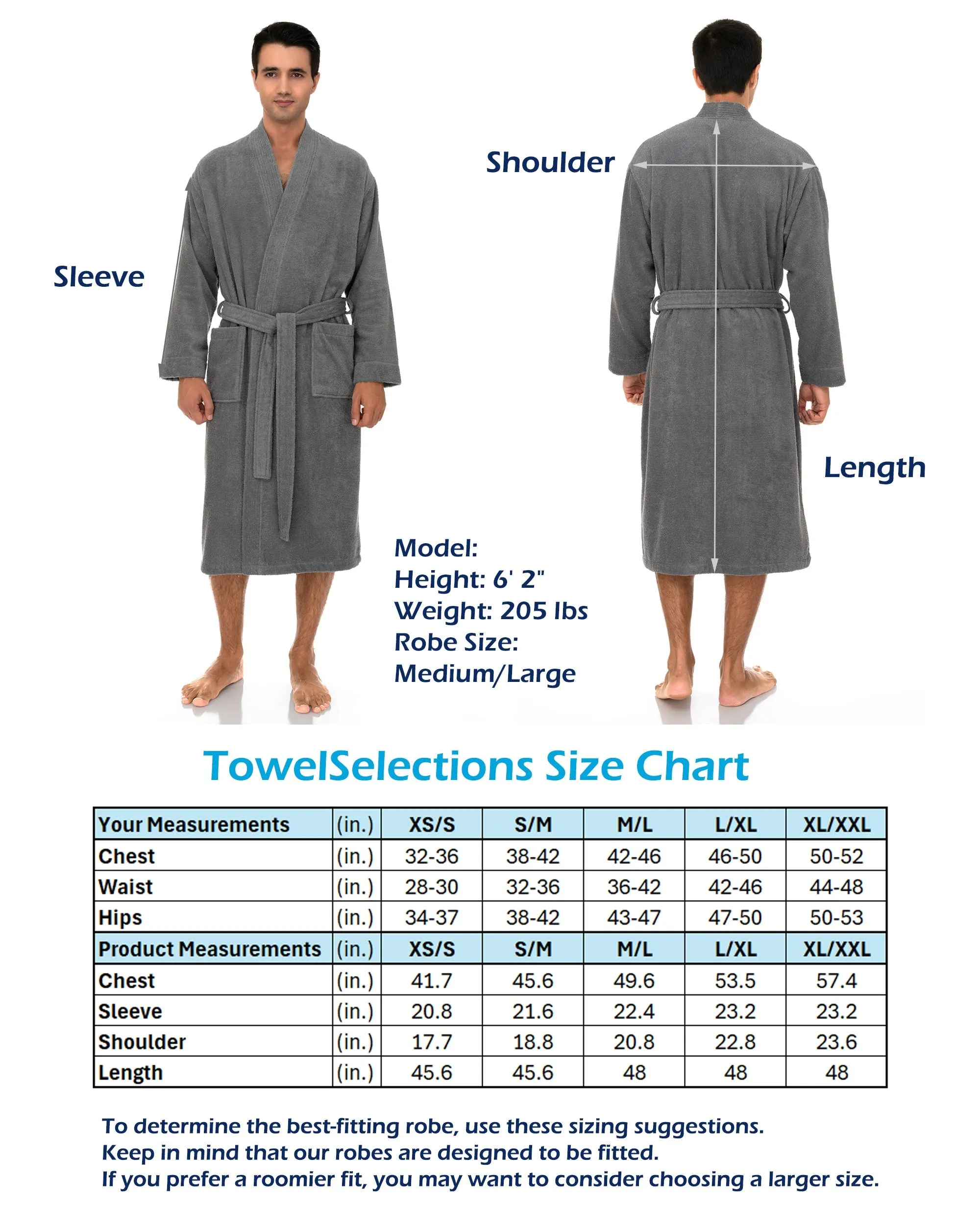 TowelSelections Mens Robe, 100% Cotton Terry Cloth Bathrobe, Spa Bath Robes for Men