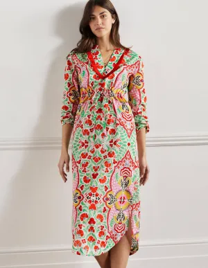 Trim Detail Kaftan Maxi Dress-Bright Papaya, Delicate Bud