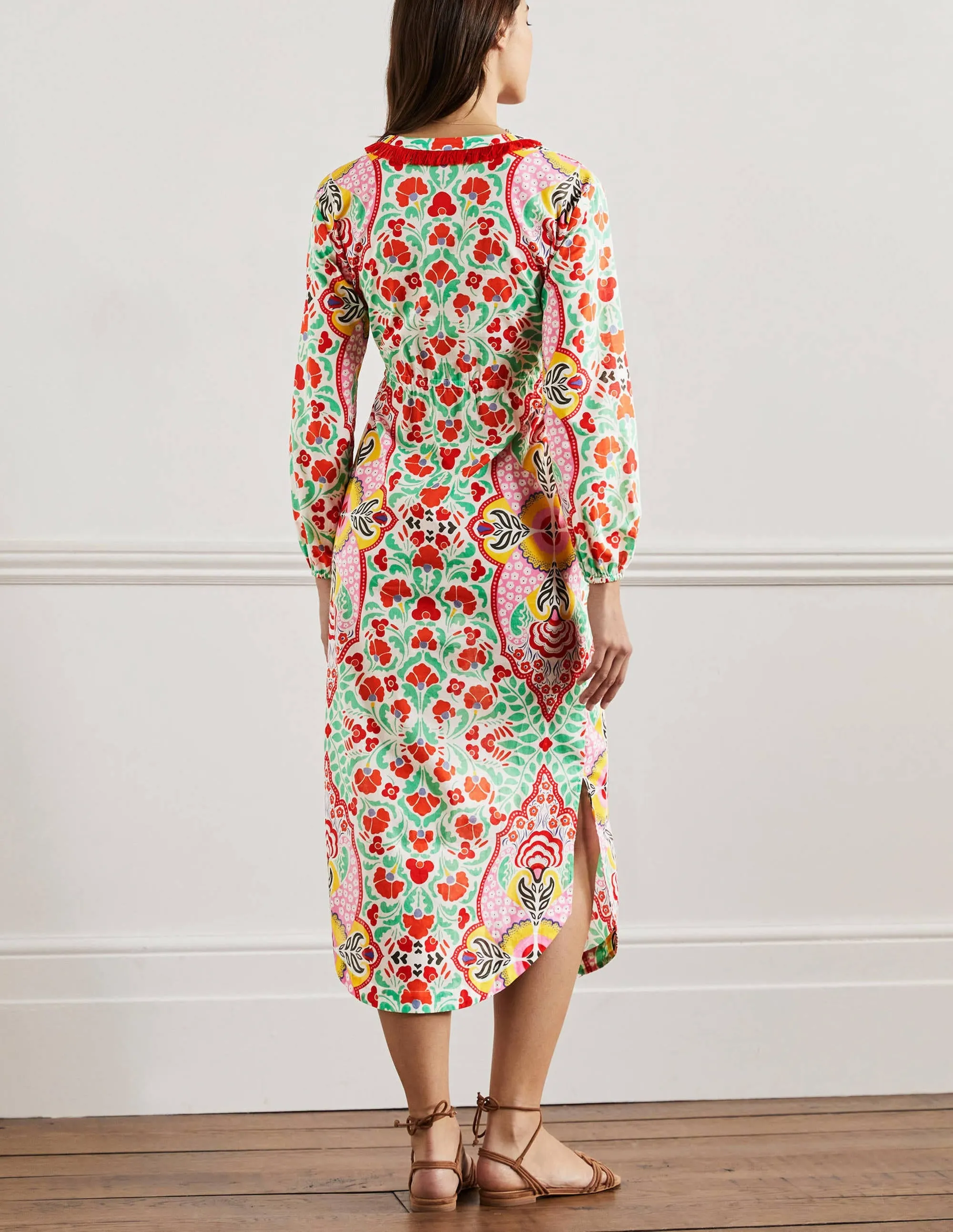 Trim Detail Kaftan Maxi Dress-Bright Papaya, Delicate Bud