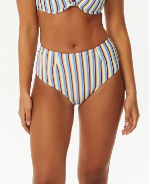 Tropics Stripe High Waist Cheeky Coverage Bikini Bottoms
