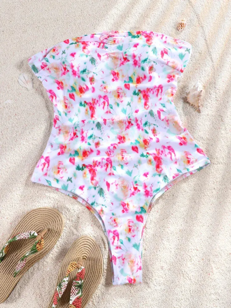 Tummy Control Cutout Glossy One-Piece Swimsuit for Beach
