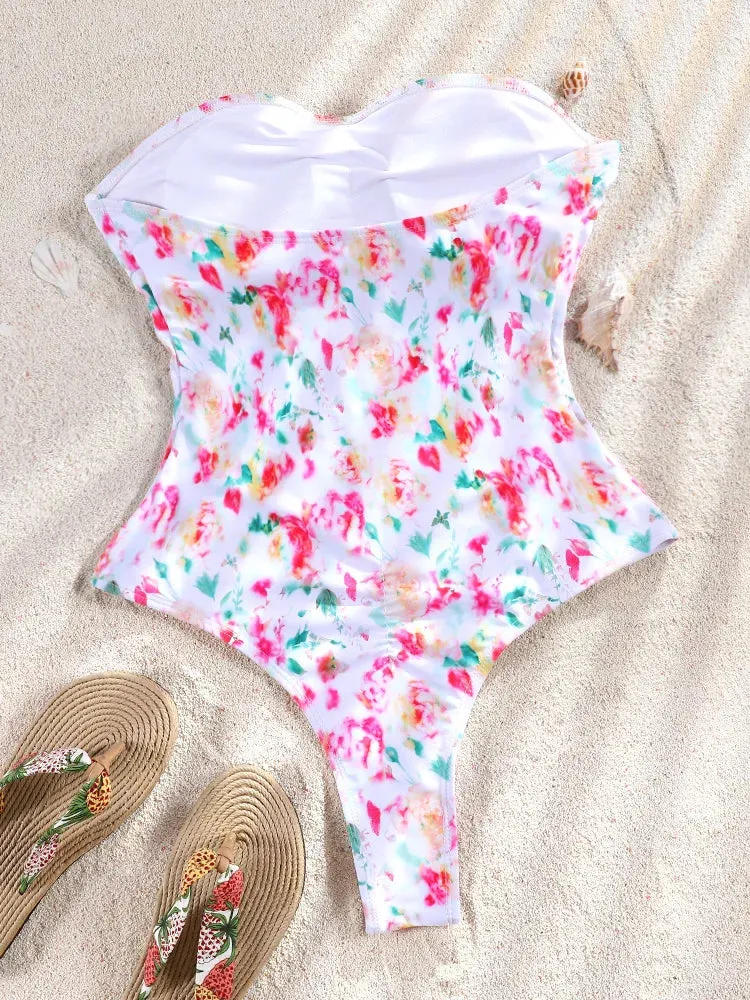 Tummy Control Cutout Glossy One-Piece Swimsuit for Beach