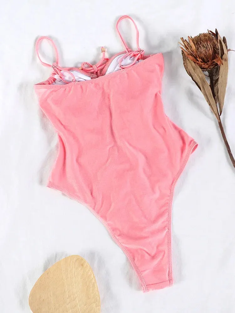 Tummy Control Cutout Glossy One-Piece Swimsuit for Beach