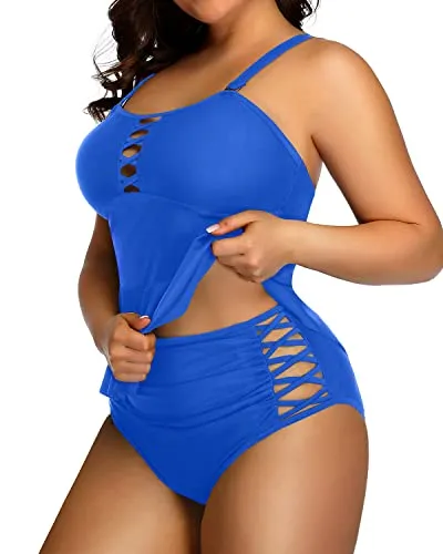 Tummy Control Ruched Coverage Stomach Back Roll Area For Women-Bright Royal Blue