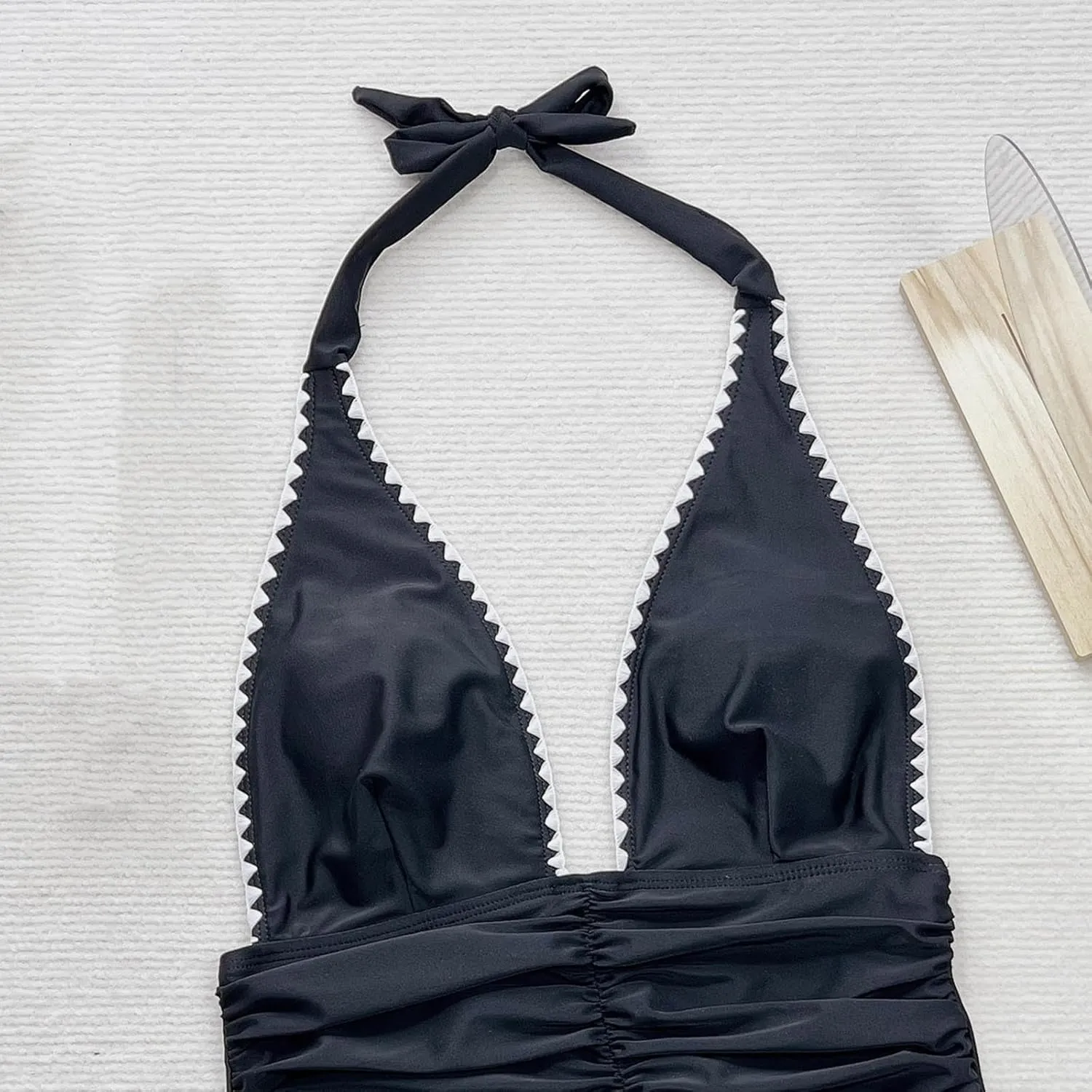 Tummy Control Swimsuits for Women Sexy Deep V Neck Backless Halter Bathing Suits Summer Beach One Piece Swimwear
