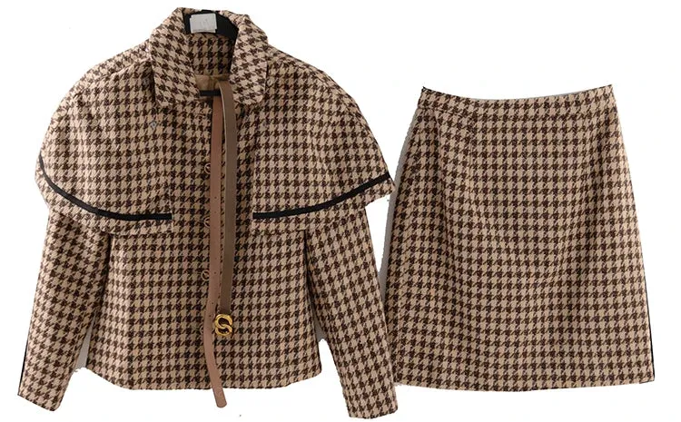 Turn-Down Collar Hip Wrap Skirts Suit