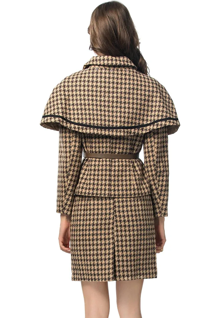 Turn-Down Collar Hip Wrap Skirts Suit