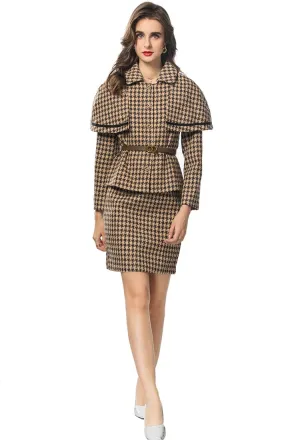 Turn-Down Collar Hip Wrap Skirts Suit