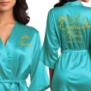 Turquoise Blue Mis Quince Años Robes, Pretty Quinceañera Robes, Robes for Mama de Quince | Quinceañera Gift