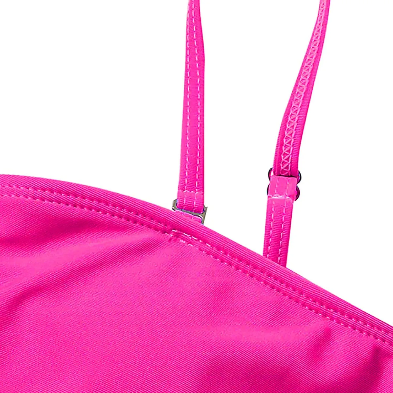 Two Piece Bandeau Tankini Swimsuits for Women Loose Blouson Strapless Swim Top with Bikini Bottom Bathing Suits