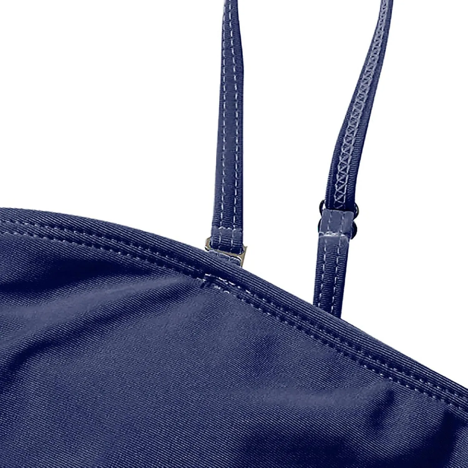 Two Piece Bandeau Tankini Swimsuits for Women Loose Blouson Strapless Swim Top with Bikini Bottom Bathing Suits