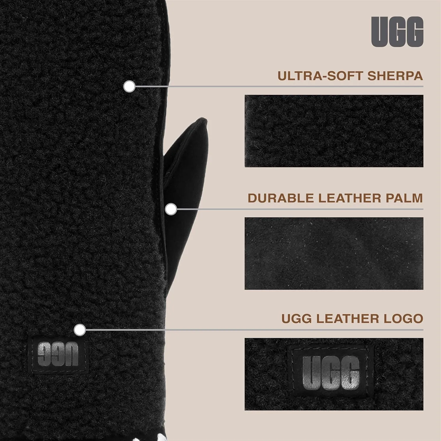 UGG Women's UGGFluff Scalloped Mittens - Genuine Leather Shell
