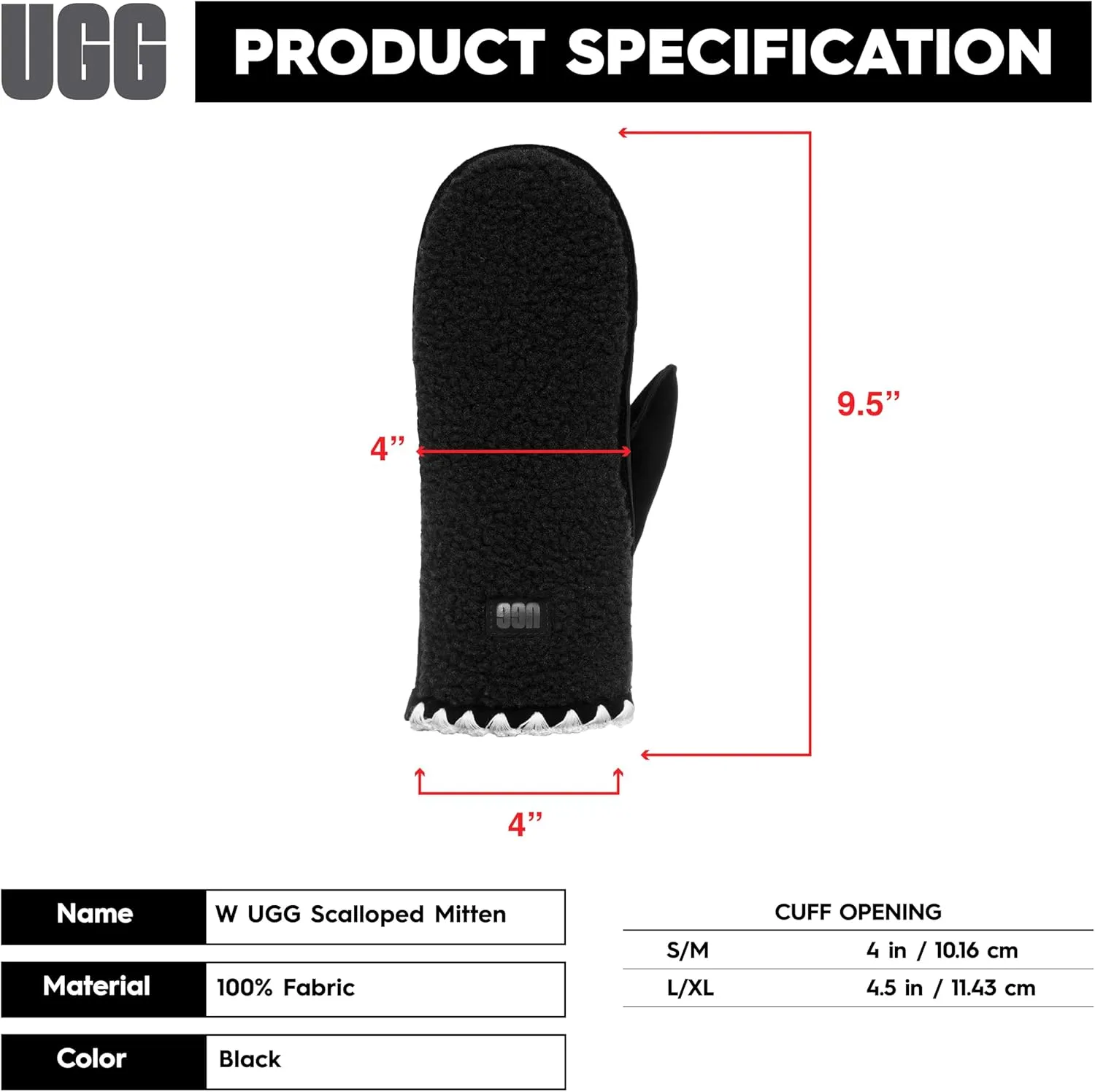 UGG Women's UGGFluff Scalloped Mittens - Genuine Leather Shell
