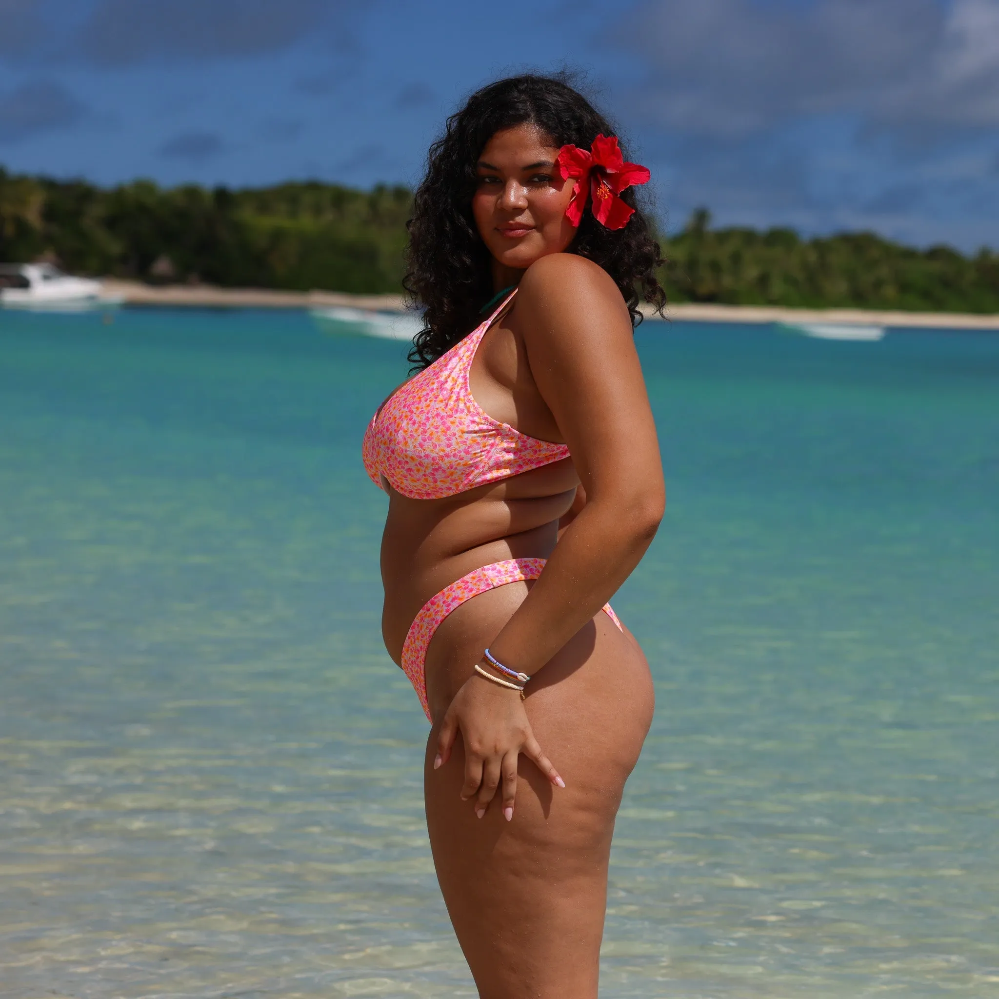 Underwire Triangle D  Cup Bikini Top - Sherbet Shimmer