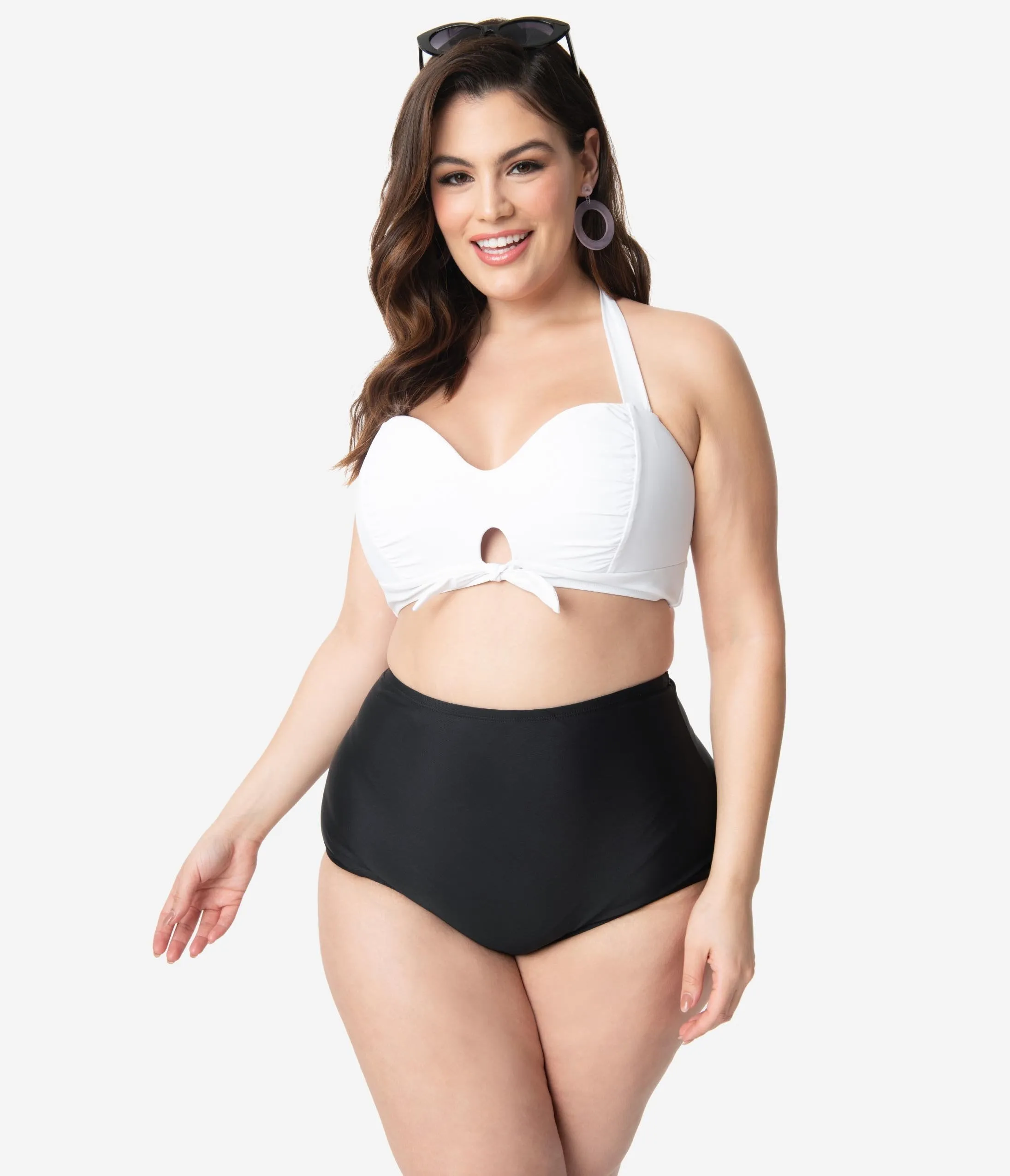 Unique Vintage Plus Size Black High Waist Louise Swim Bottoms
