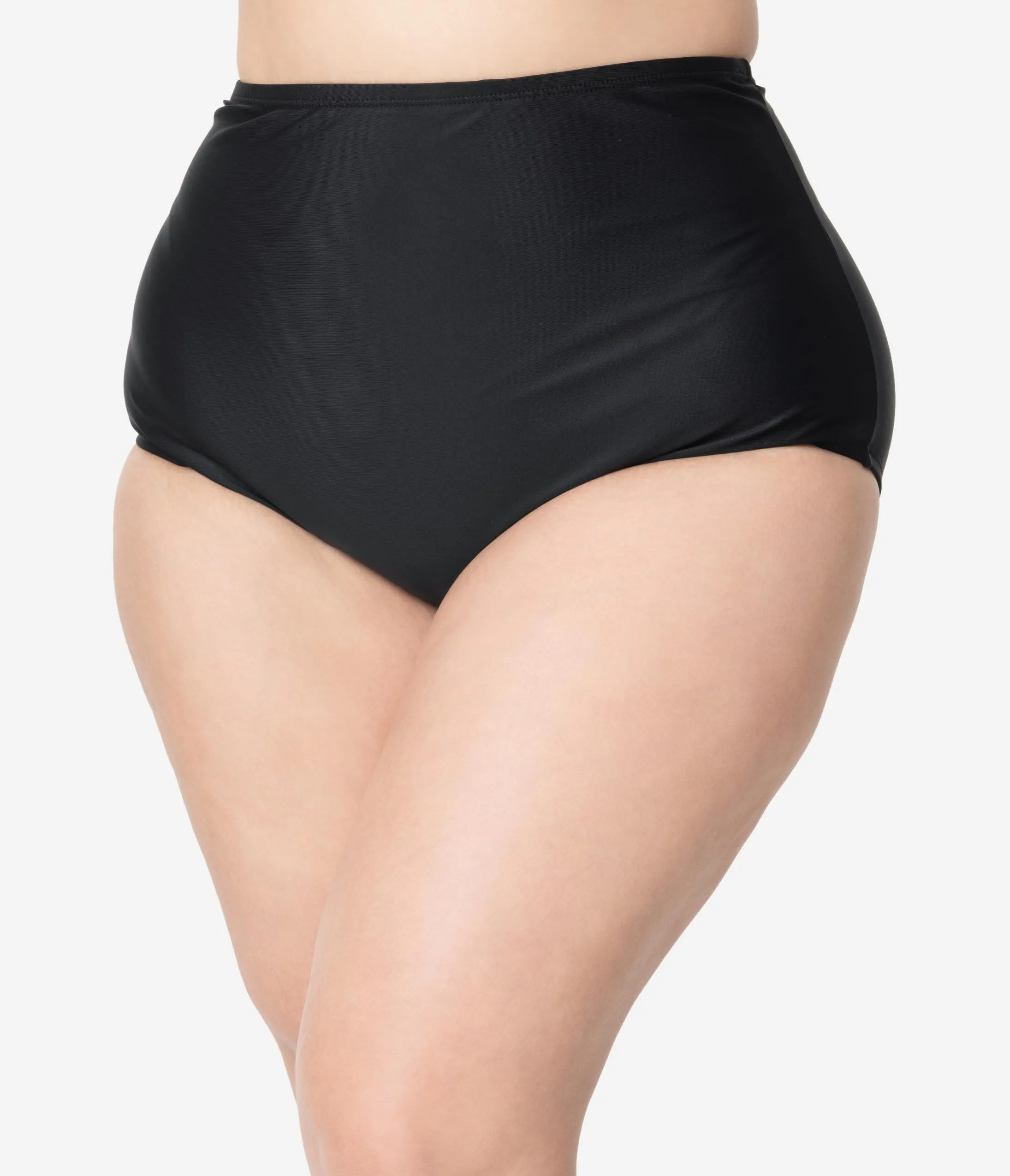 Unique Vintage Plus Size Black High Waist Louise Swim Bottoms