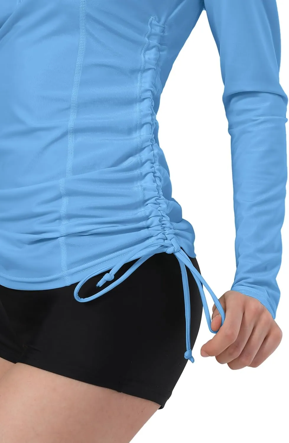 UPF 50  Long Sleeve Swimsuits for Women Ruched Rash Guard for Women Sun Protection Clothing Swim Tops Shirts