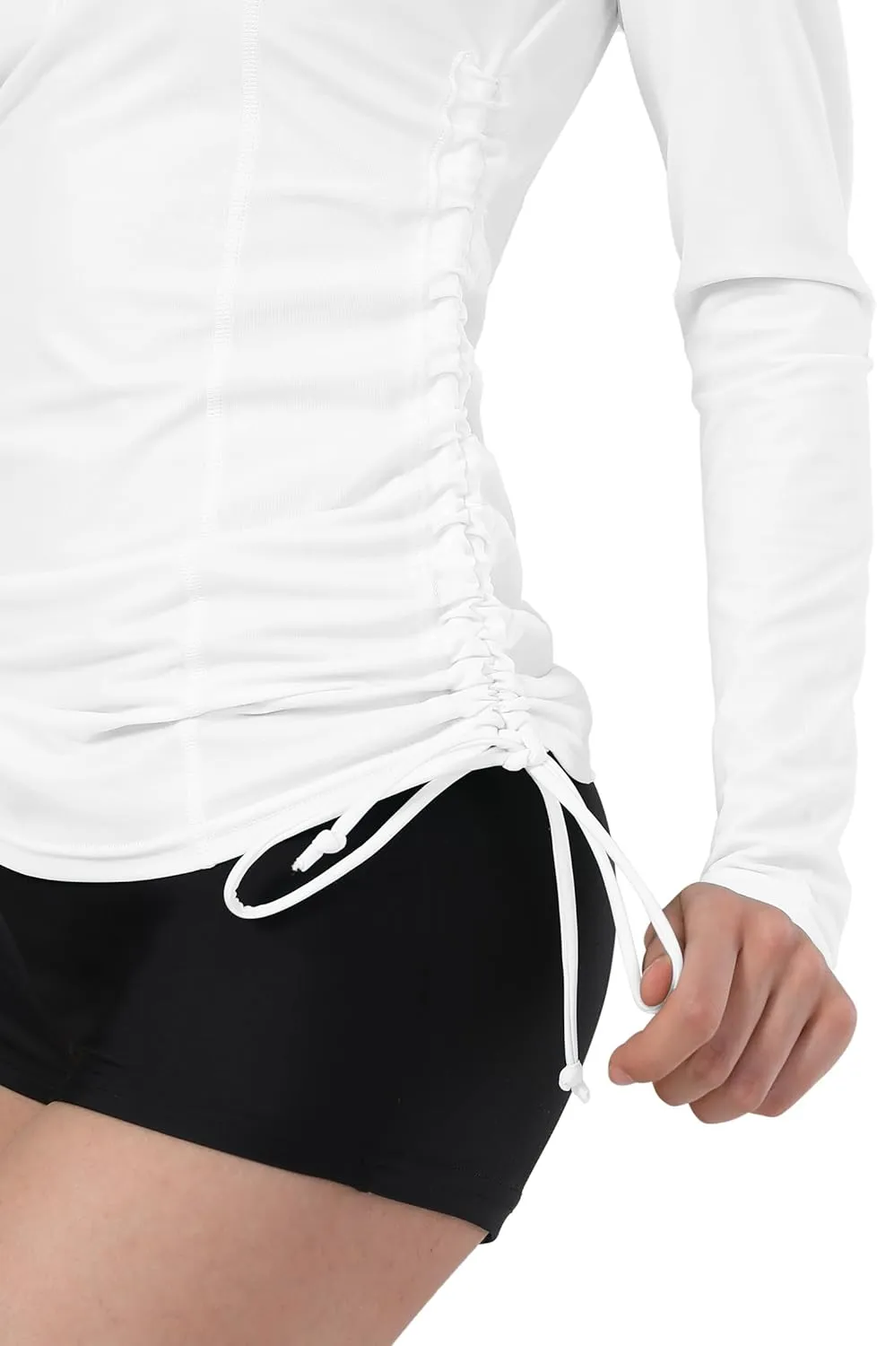 UPF 50  Long Sleeve Swimsuits for Women Ruched Rash Guard for Women Sun Protection Clothing Swim Tops Shirts