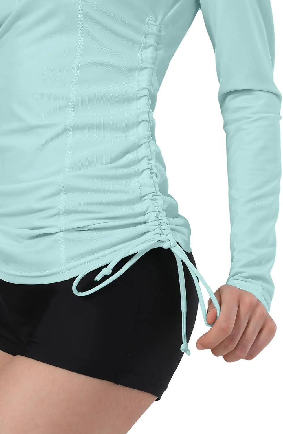UPF 50  Long Sleeve Swimsuits for Women Ruched Rash Guard for Women Sun Protection Clothing Swim Tops Shirts