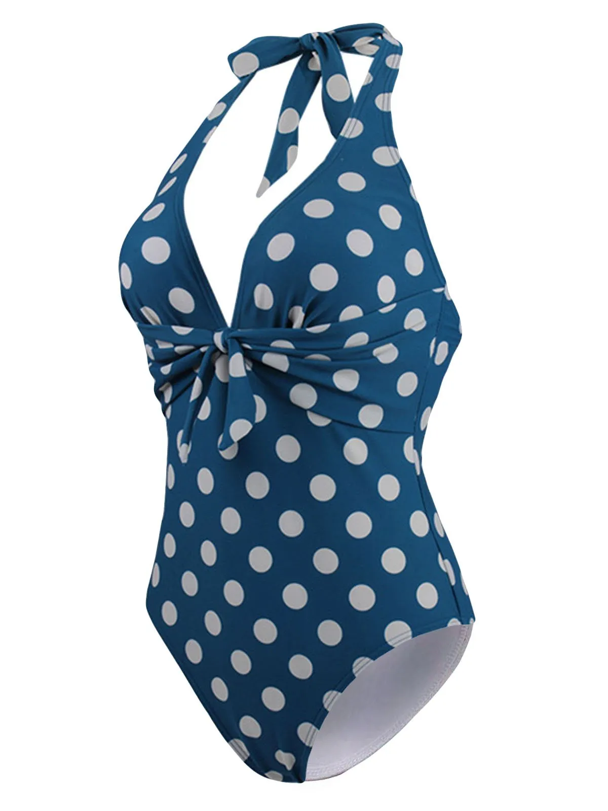 Upopby Halter Polka Dot Slim One-Piece Swimsuit