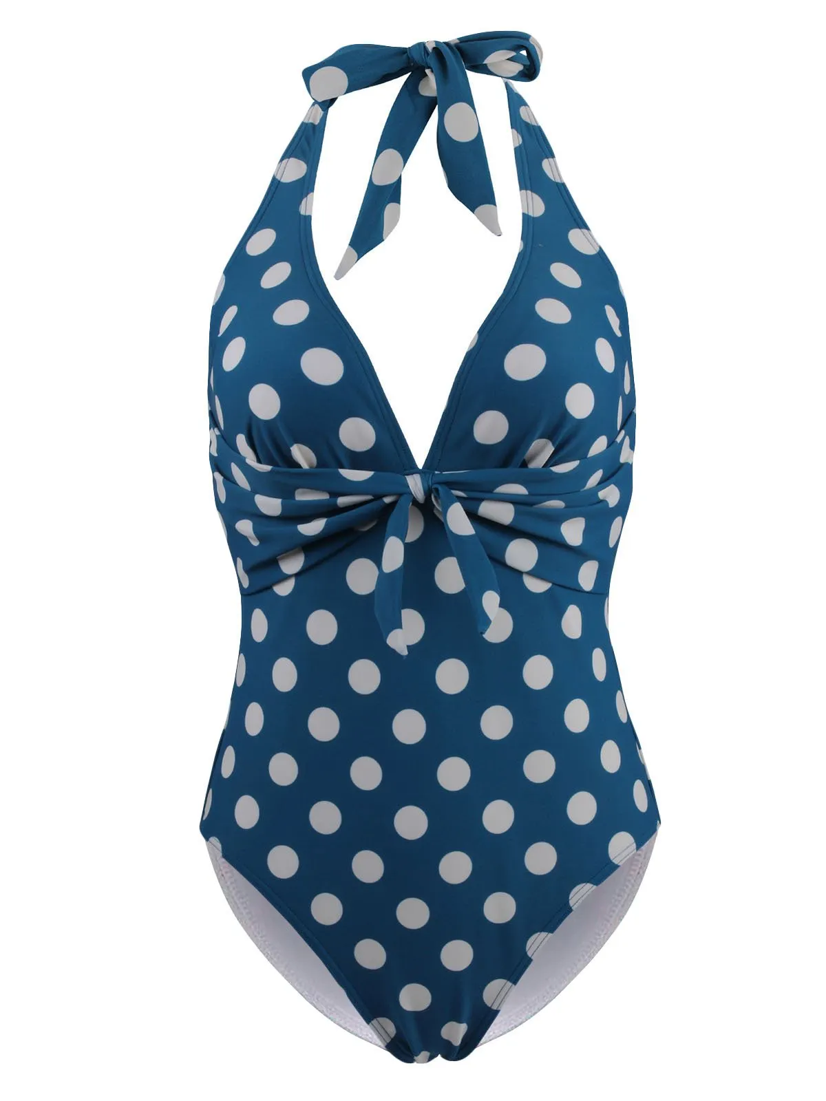 Upopby Halter Polka Dot Slim One-Piece Swimsuit